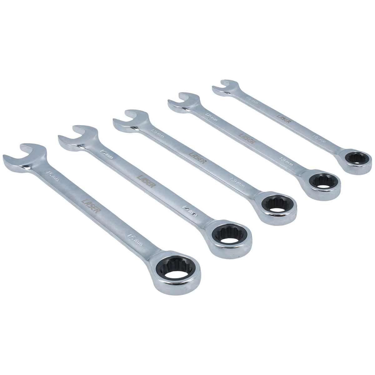 Laser Tools Ratchet Ring Combination Spanner Set 5-Piece (10mm - 15mm) LT-8510