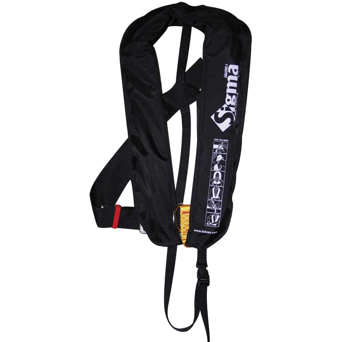 Sigma Inflatable Lifejacket Auto D-Ring & C/Strap 170N ISO Adult Black LZ-72081