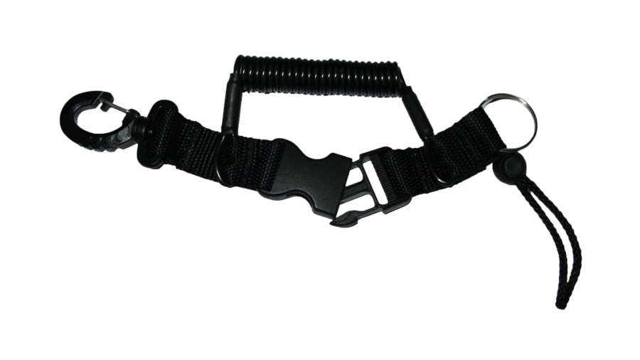 Nautilus Coil Lanyard, - 52" w/ Plastic Clip/Split Ring