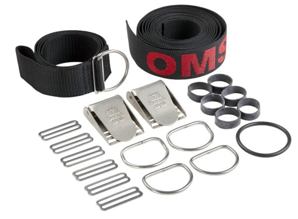 OMS Black & Grey DIR Harness Webbing Set with Stainless Steel Fittings & Crotch Strap A11518035