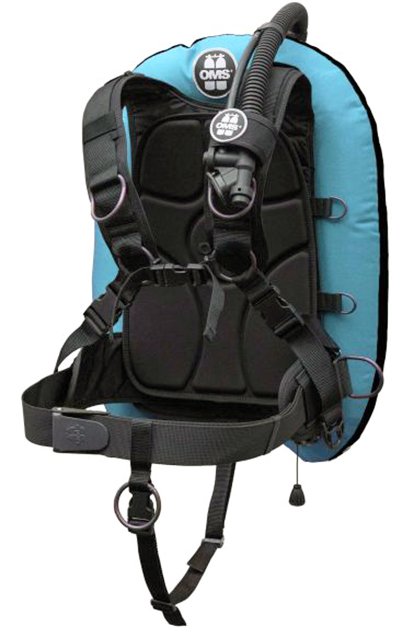 OMS Miami Blue/Black 32Lb14.5Kg IQ Lite Harness Performance Mono Wing BC System Size S S11618080