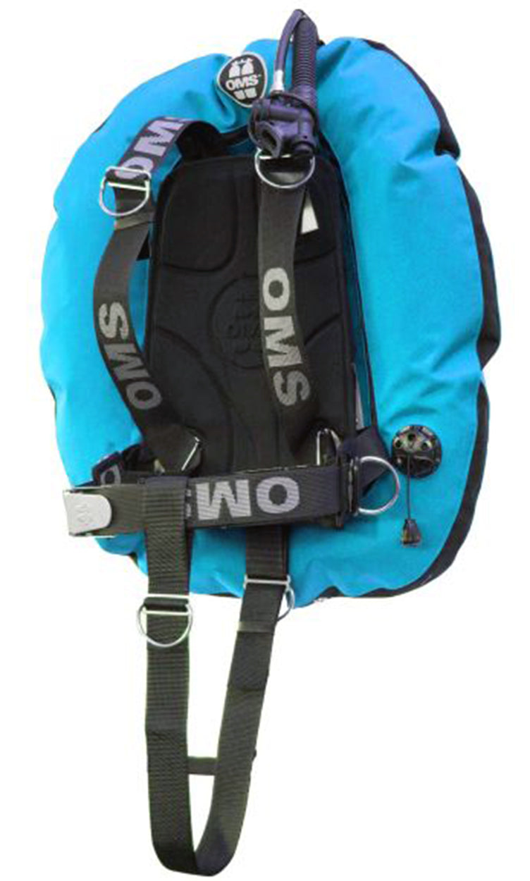 OMS Miami Blue/Black 45Lb20Kg Aluminum SmartStream Twin Tank BC System with Performance Double Wing S11718004
