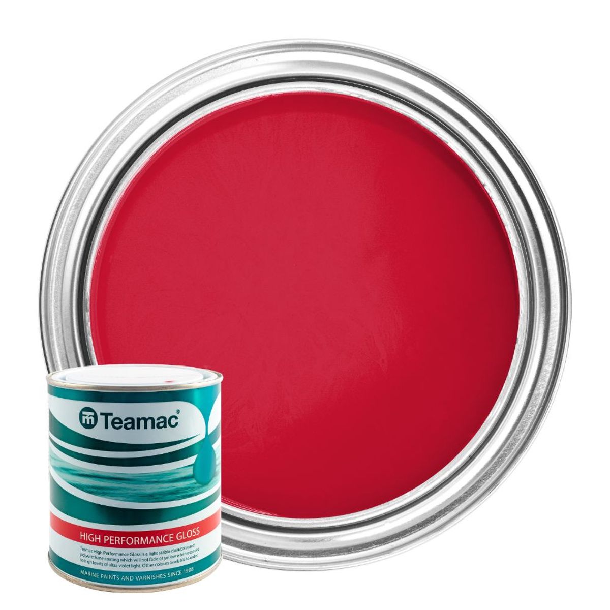 Teamac Marine Gloss Paint in Signal Red (1 Litre / 24) PA-119