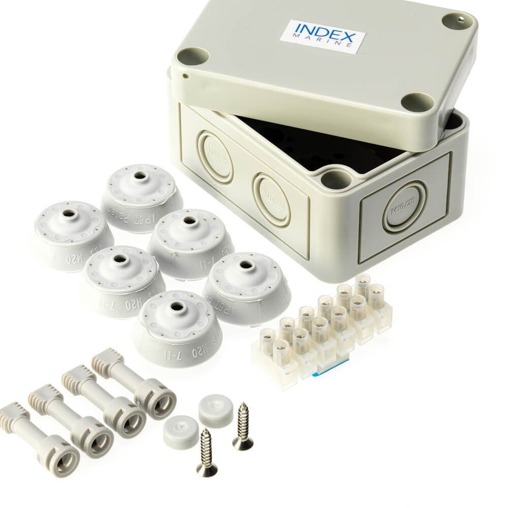 Index Marine Small Waterproof 6 Way Connector Junction Box Kit