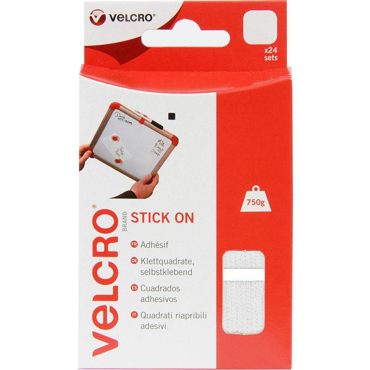 Velcro Stick On Squares (25mm x 24m / White) VEL-235
