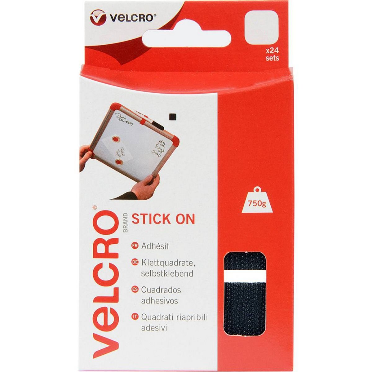 Velcro Stick On Squares (25mm x 24m / Black) VEL-236