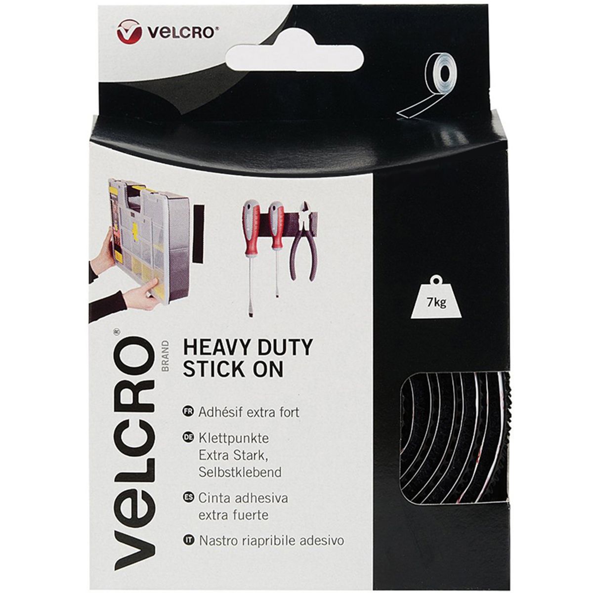 Velcro Heavy Duty Stick On Tape (50mm x 2.5m / Black) VEL-245