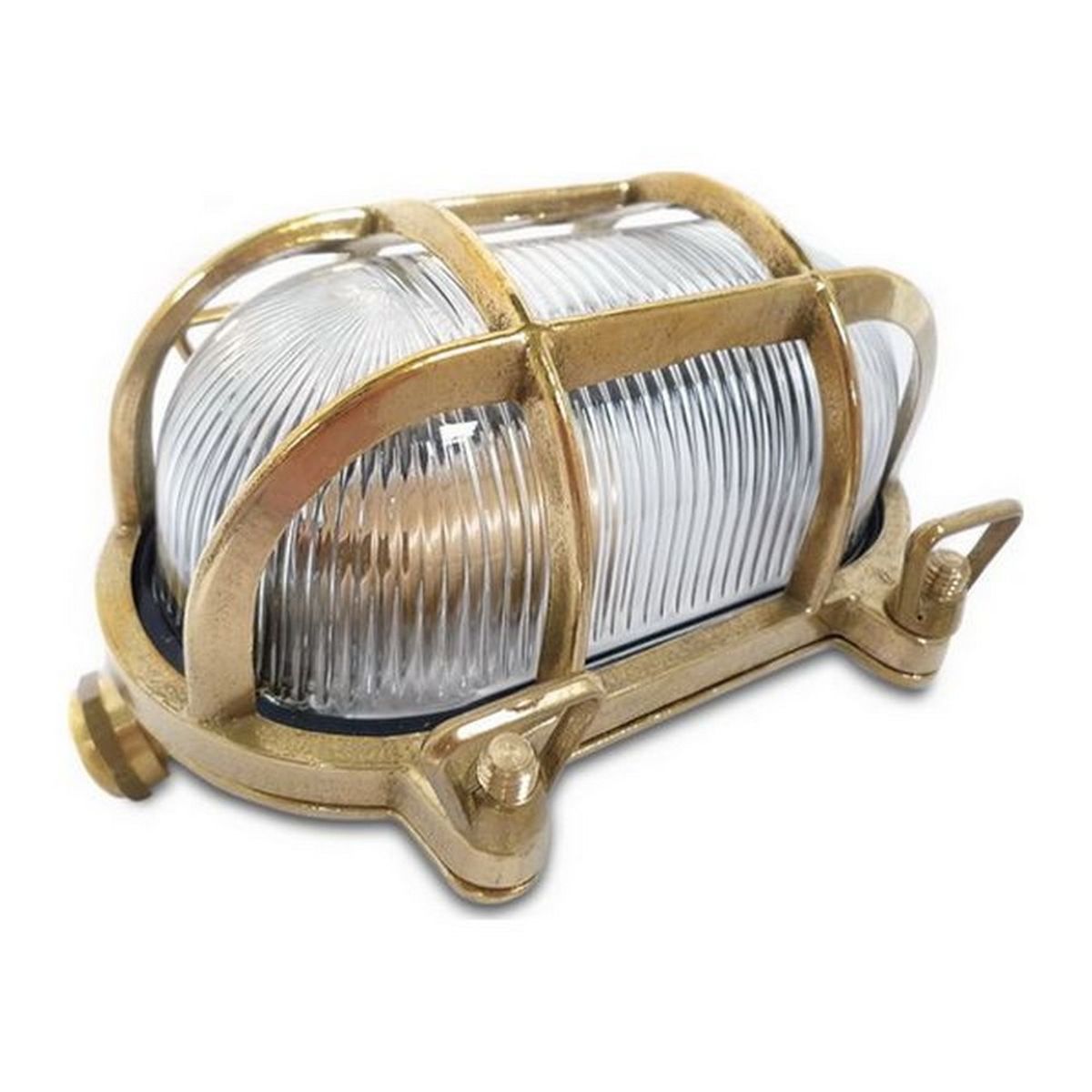 AG Oval Caged Bulkhead Light in Brass (No Bulb) VL-112