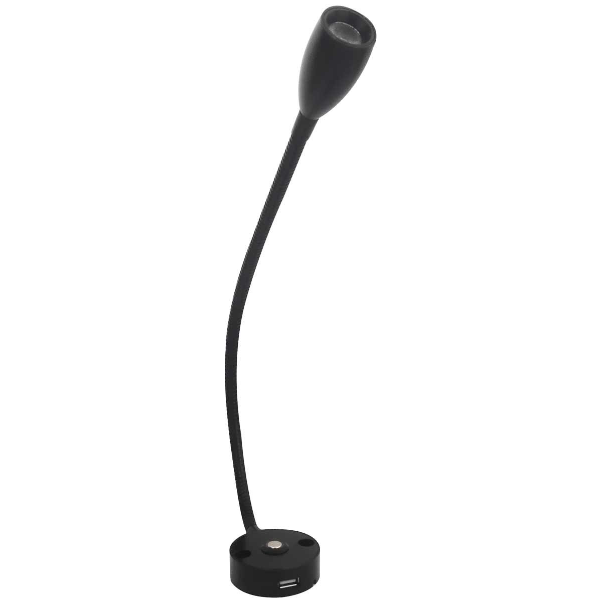 Long Neck Black LED Reading Light (Cool White / Touch Dimmable / USB) VL-751