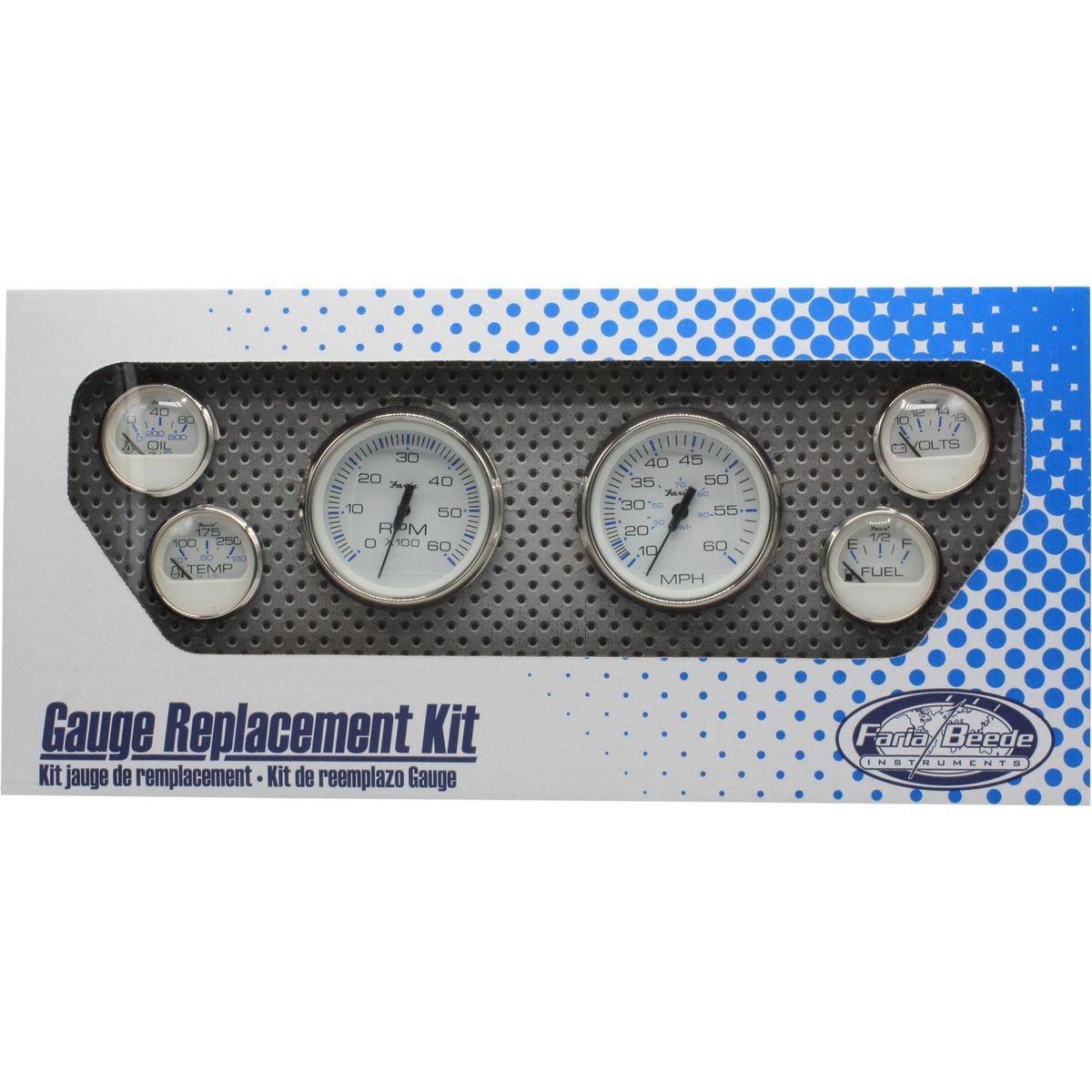 Faria Beede 6 Gauge Set in Chesapeake SS White Style (Inboard Motors) FAR-KTF001