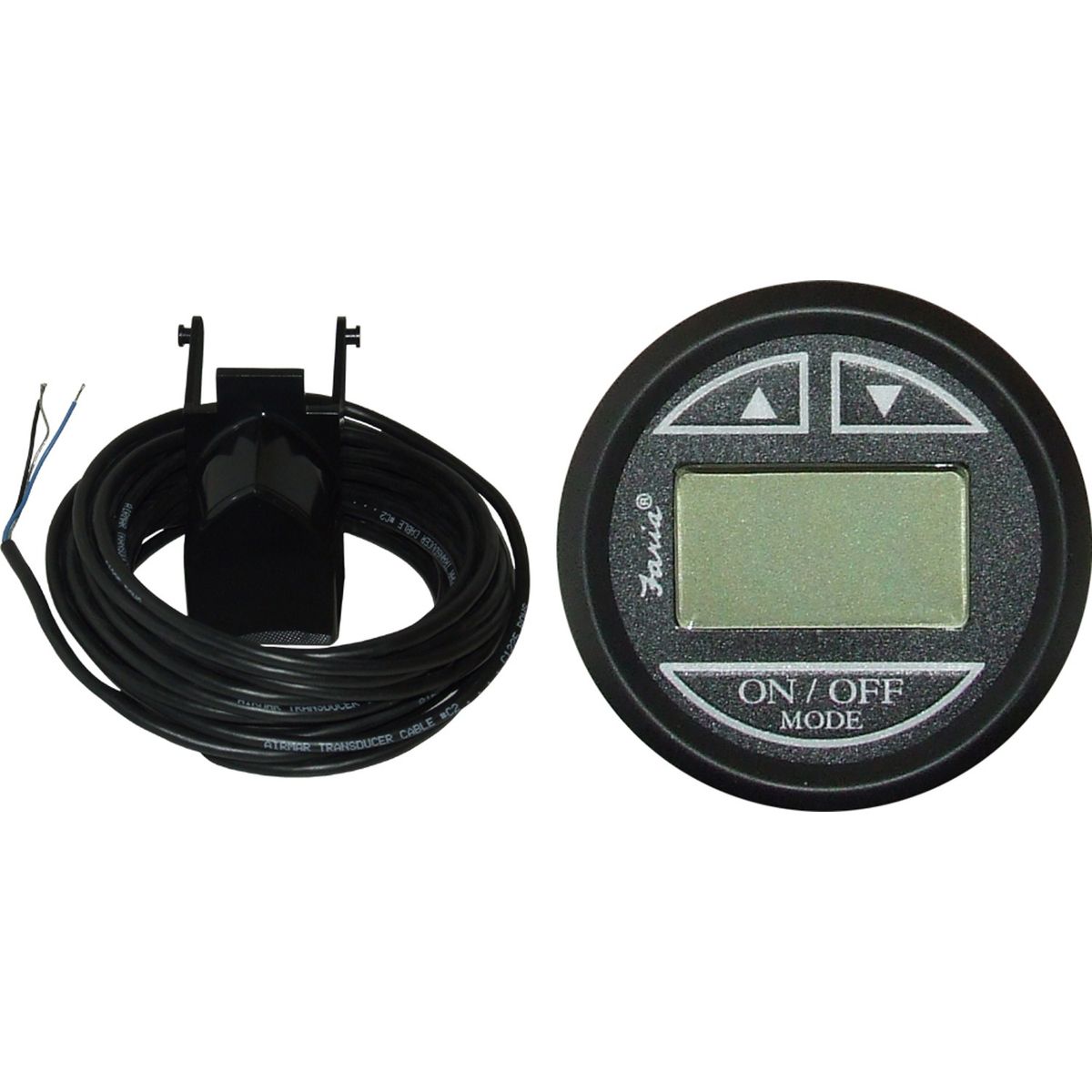 Faria Beede Depth Sounder Gauge in Euro Black Style (Transom Sender) FAR12850