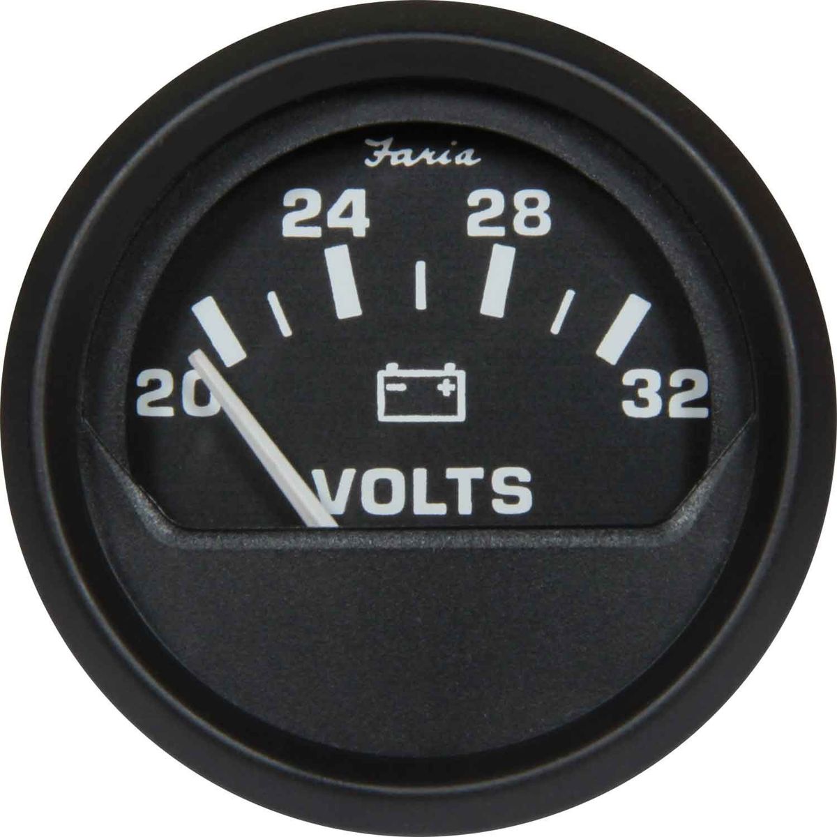 Faria Beede Voltmeter Gauge in Euro Black Style (24V) FAR12860