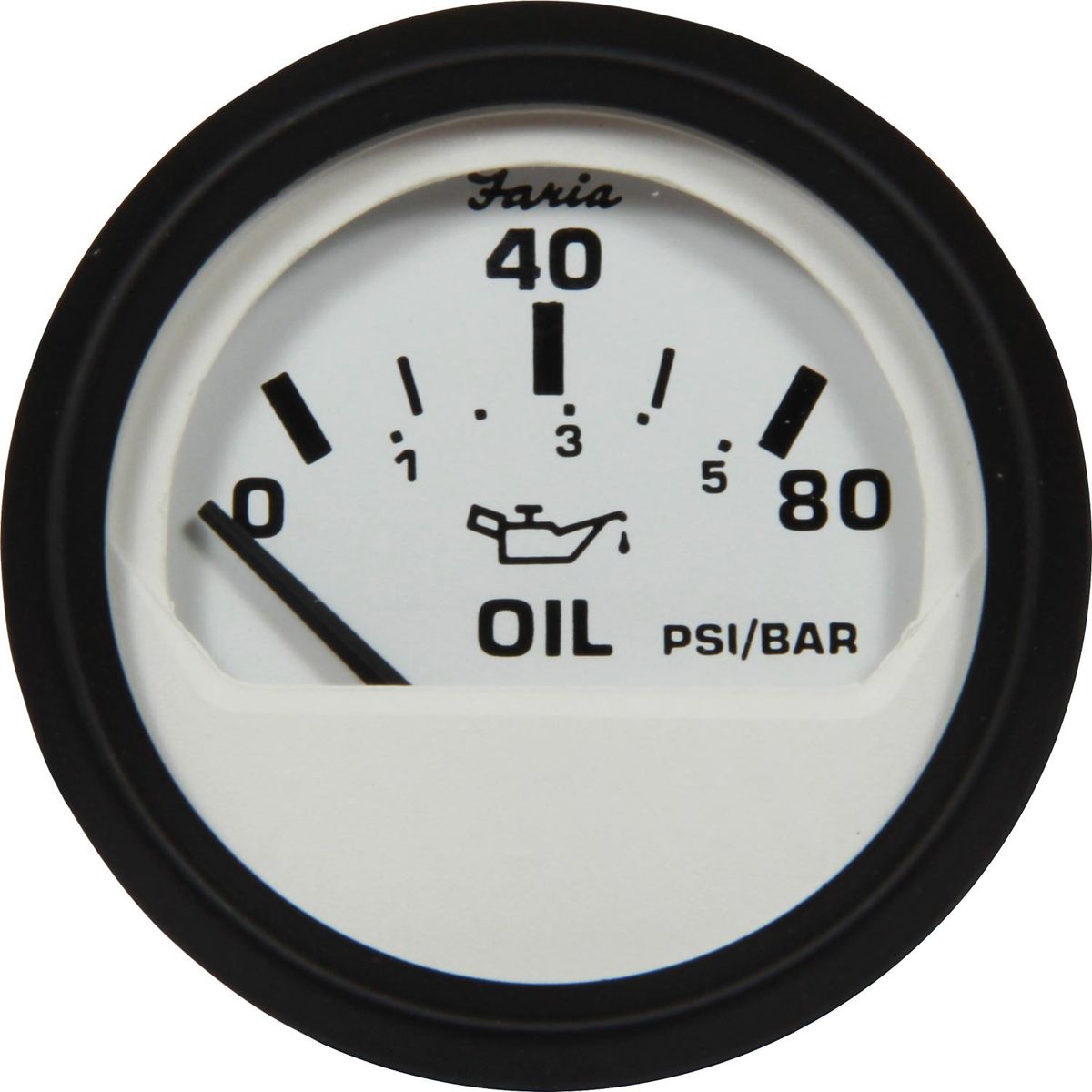 Faria Beede Oil Pressure Gauge 80PSI in Euro White (US Resistance) FAR12902