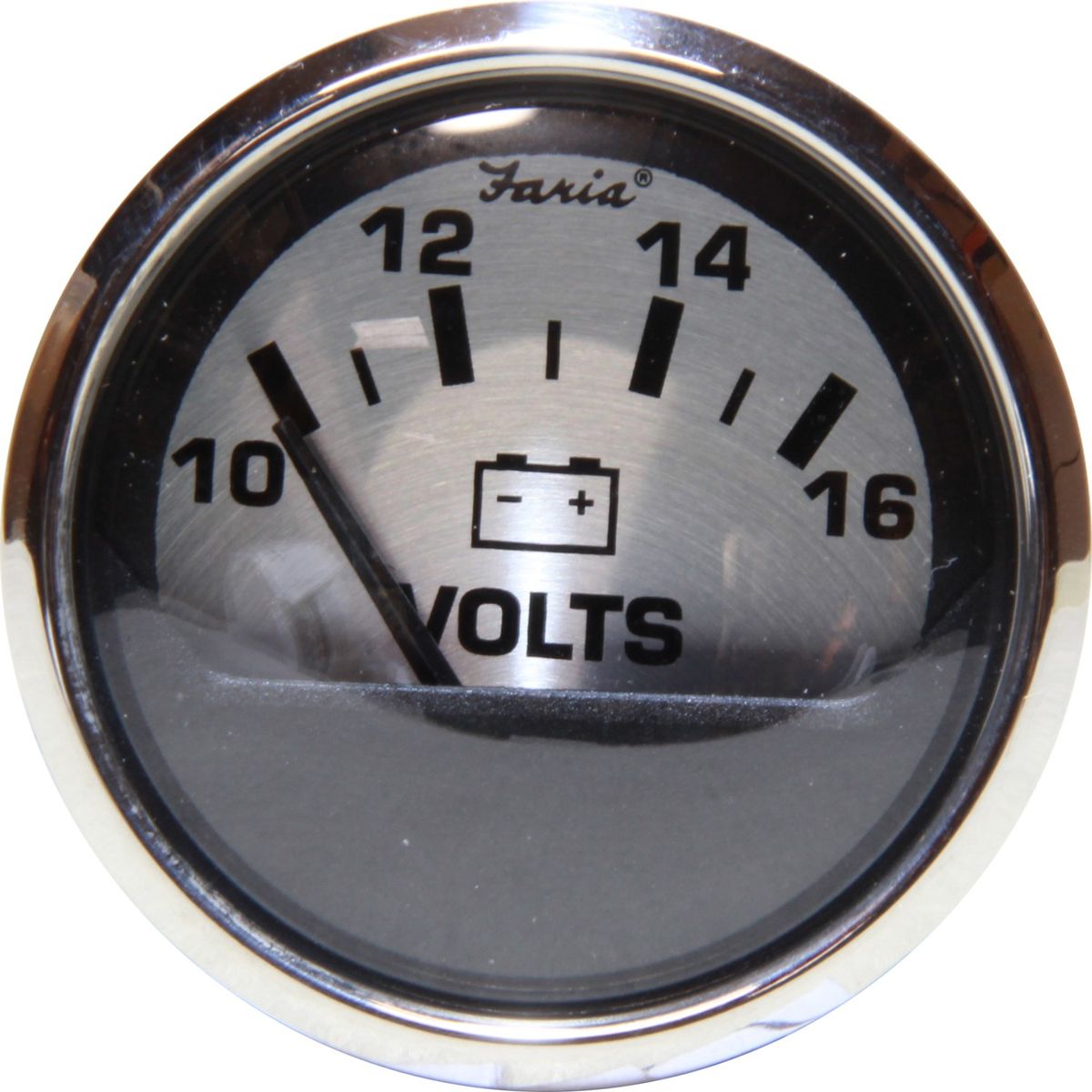 Faria Beede Voltmeter Gauge in Spun Silver Style (12V) FAR16023