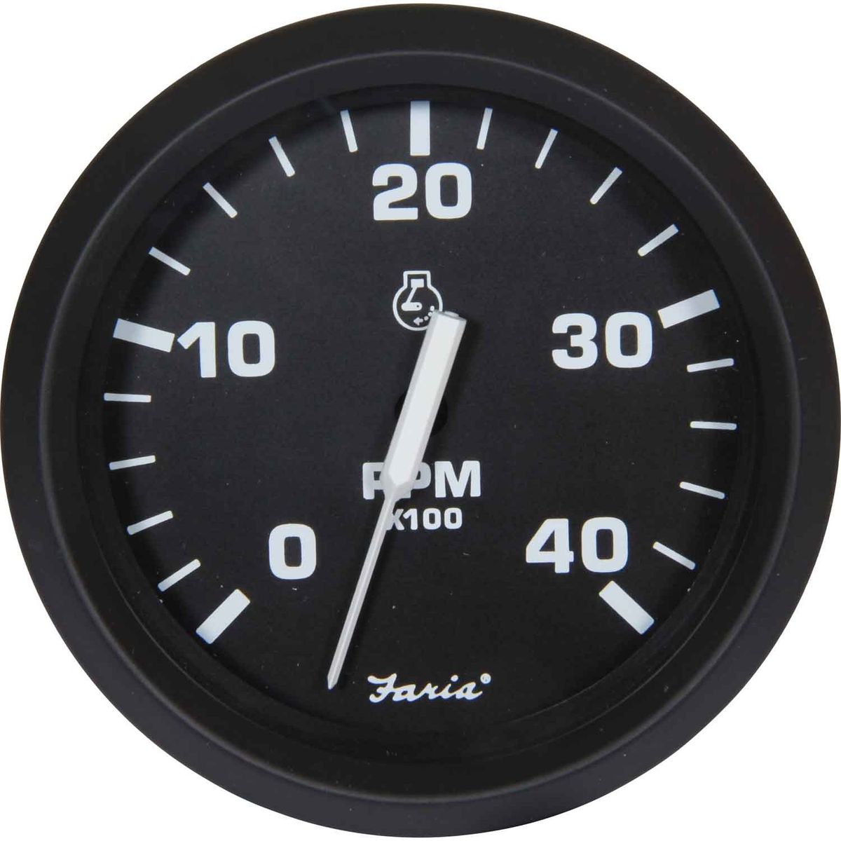 Faria Beede Tachometer in Euro Black (4000RPM / Magnetic Flywheel) FAR32803