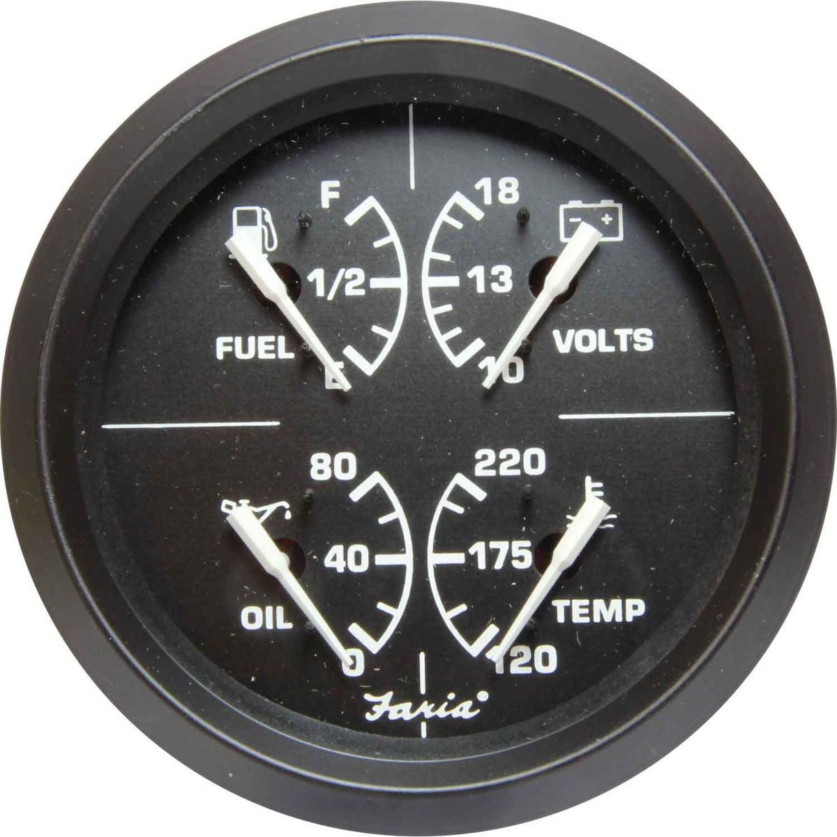 Faria Beede Combination Gauge in Euro Black (4 in 1 / 4") FAR32851