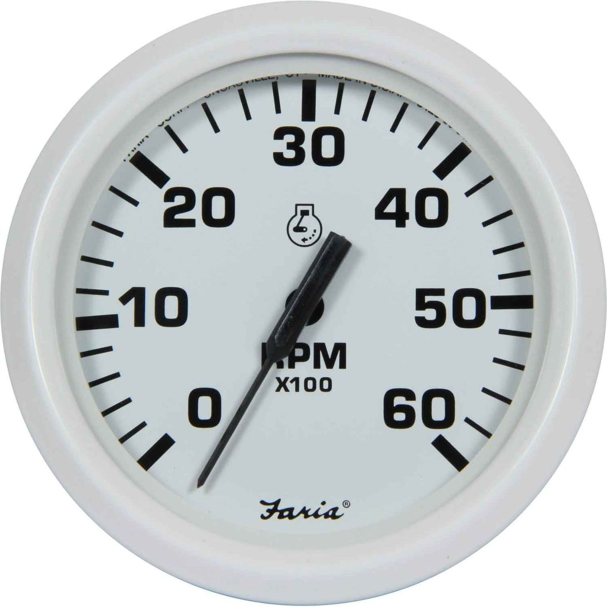 Faria Beede Tachometer in Dress White Style (6000RPM / Petrol Inboard) FAR33103