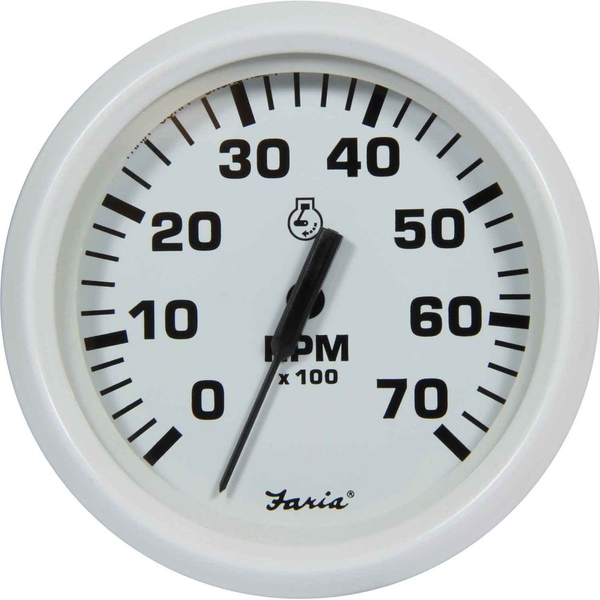 Faria Beede Tachometer in Dress White (7000RPM / Petrol Outboard) FAR33104