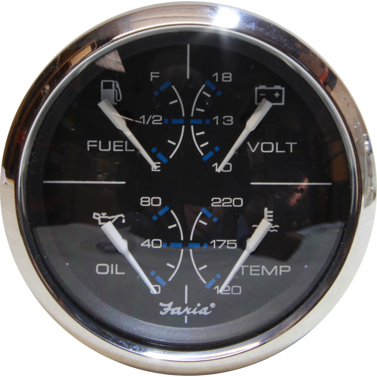 Faria Beede Combination Gauge in Chesapeake SS Black (4 in 1 / 4") FAR33751