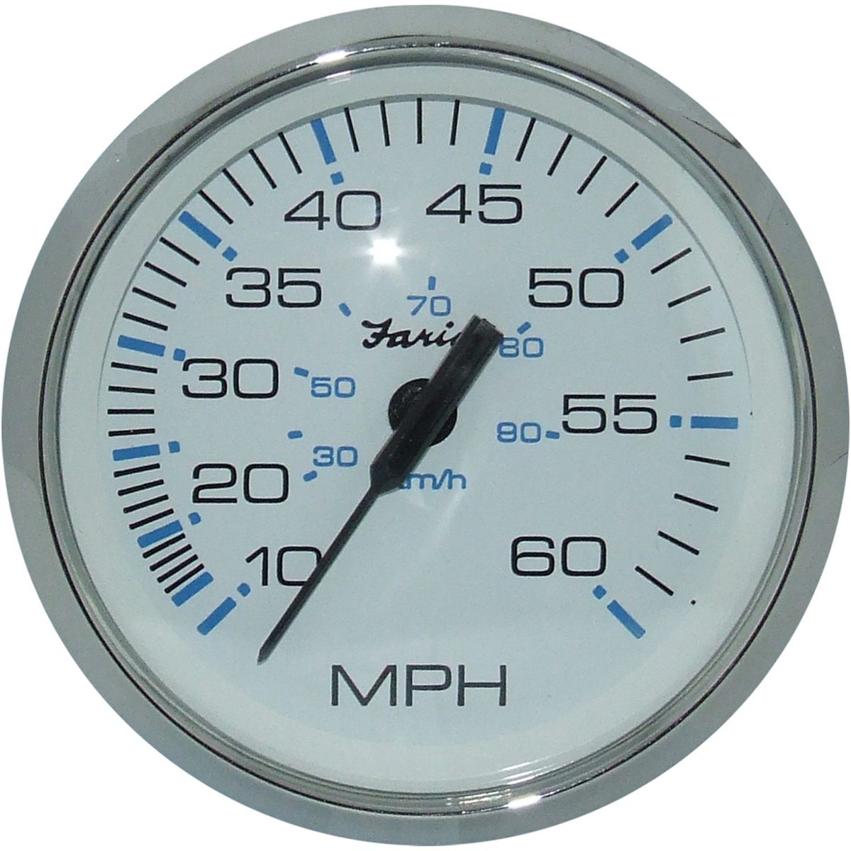 Faria Speedometer in Chesapeake SS White (Mechanical Pitot / 60MPH) FAR33811