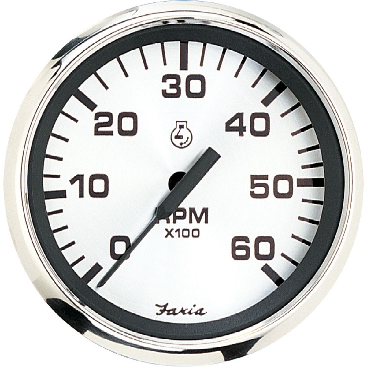 Faria Beede Tachometer in Spun Silver Style (6000RPM / Petrol Inboard) FAR36004