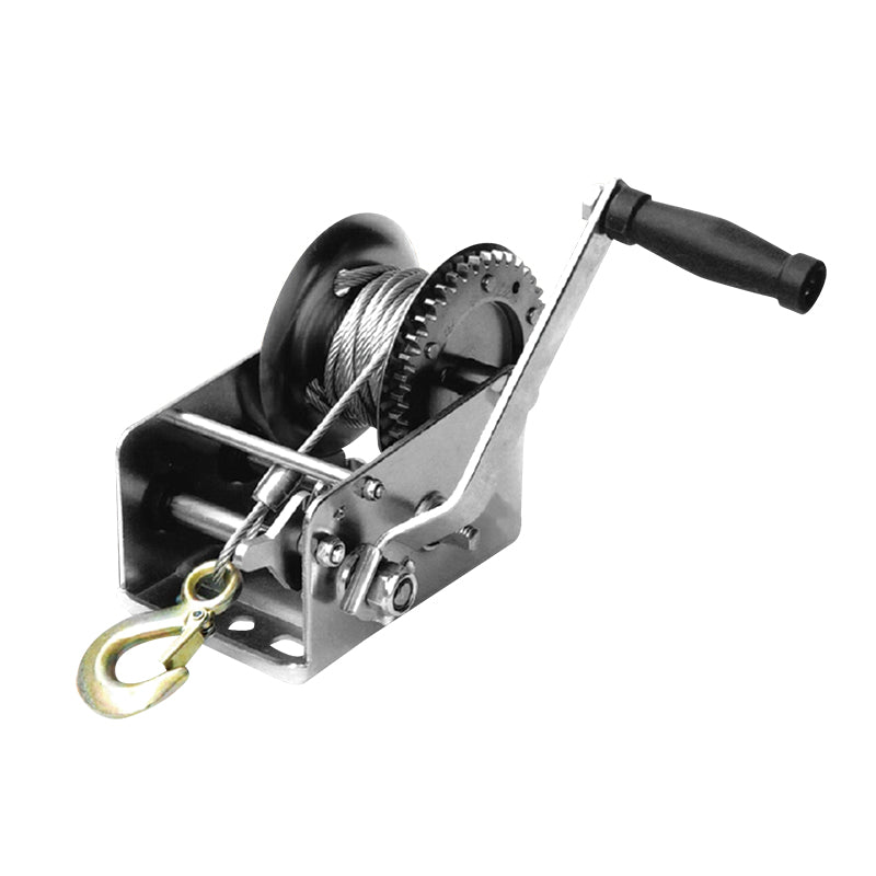 Lalizas Trailer Winch,manual,1400lbs/636kgs,single gear 4:1,carbon steel,w/10m winch cable&hook