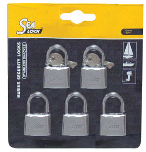 Lalizas Set of 5 Padlocks,SeaLock, 30mm, w/ joint key (11905)
