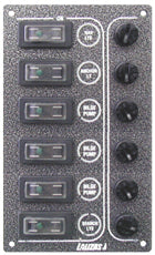 Lalizas Switch panel ''Sp6 Ultra'', 6 waterproof switches, Inox 316, charcoal, 12/24V