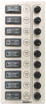 Lalizas Switch panel ''Sp9 Ultra'', 9 waterproof switches, Inox 316, 12/24V