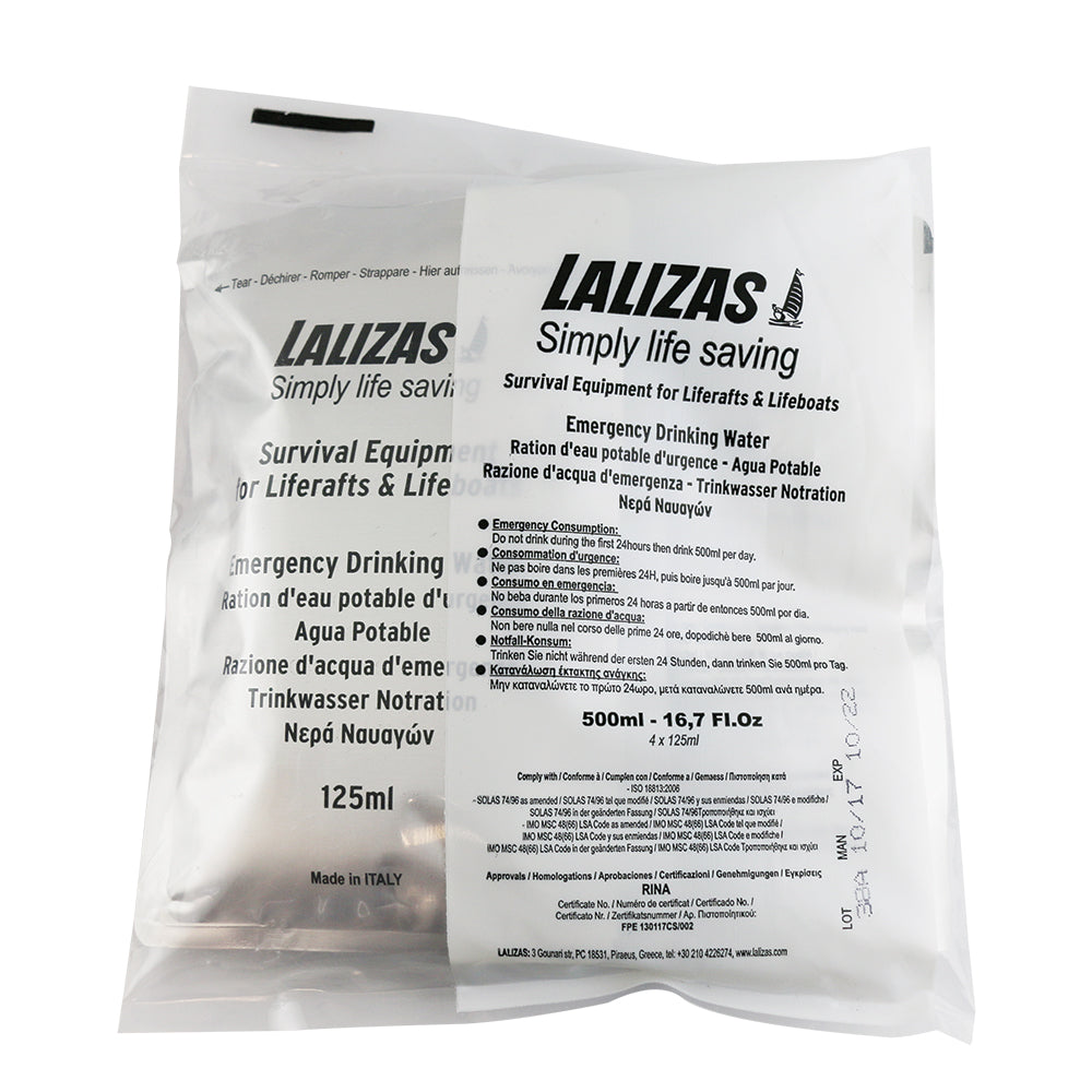Lalizas Emergency liferaft drinking water 4x125ml (56700)