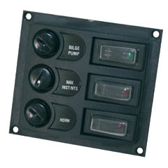 Lalizas Switch Panel Base, w/ switch & fuse, black