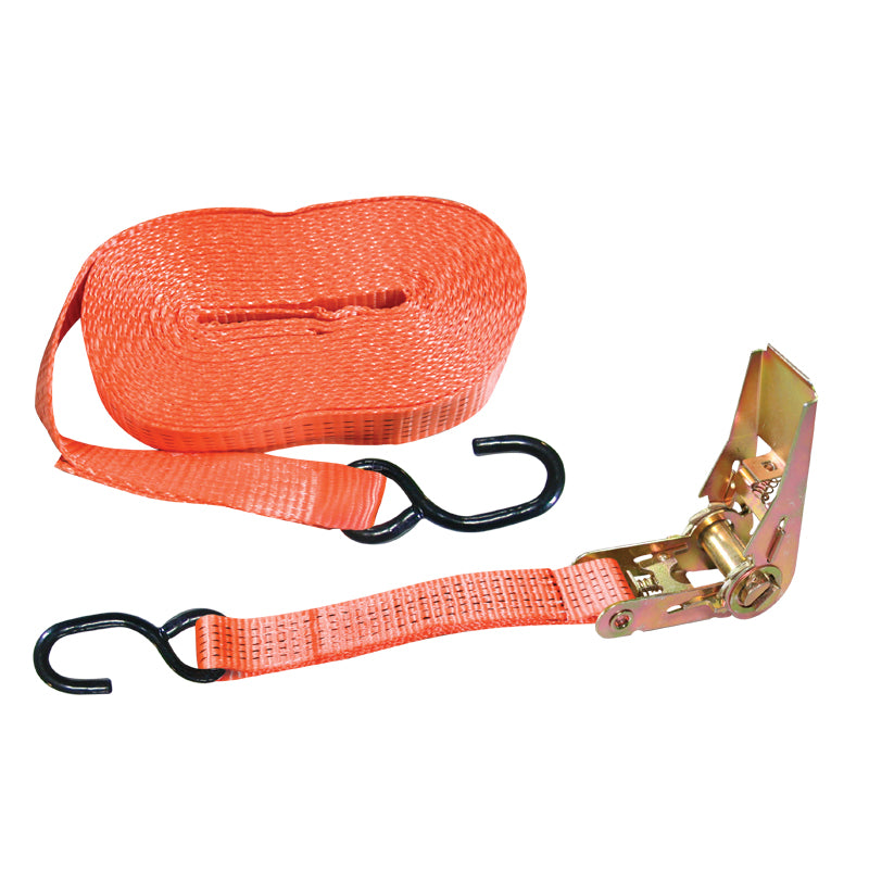 Lalizas Ratchet Tie-Down w/ S hook, 6mx25mm, BL 500kg