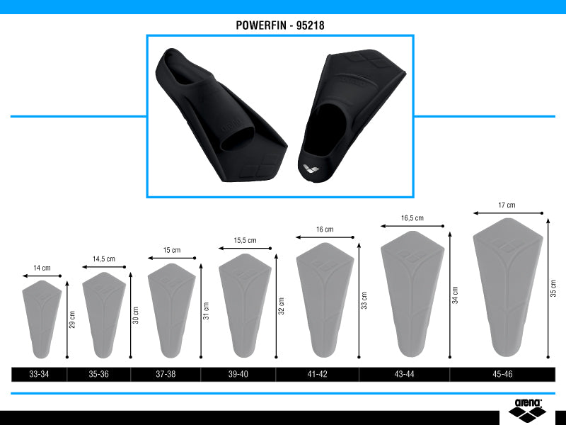 Arena Powerfin Swimming Training Fins (Size 35/36)