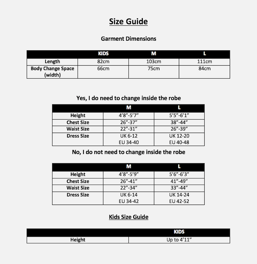 White Water KIDS Pro Changing Robe Blue Outer-Shell, Black Lining - waterworldsports.co.uk