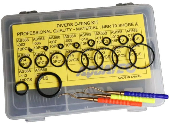 Aquatec Scuba Dive Gear O-ring Kit with Tools (200 Pieces) - waterworldsports.co.uk