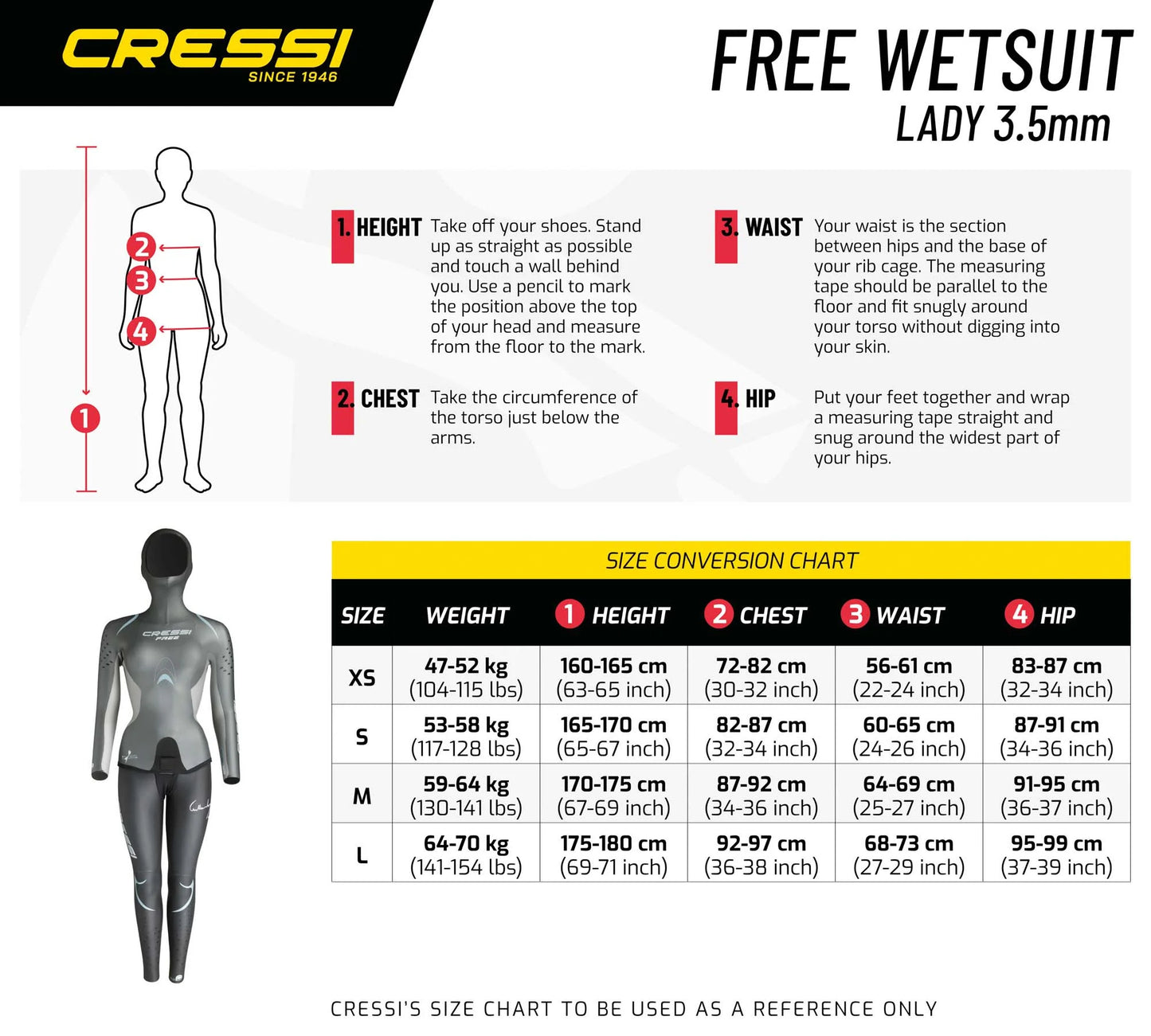 Cressi Free Lady Two-Piece Freediving Wetsuit (3.5mm) - waterworldsports.co.uk