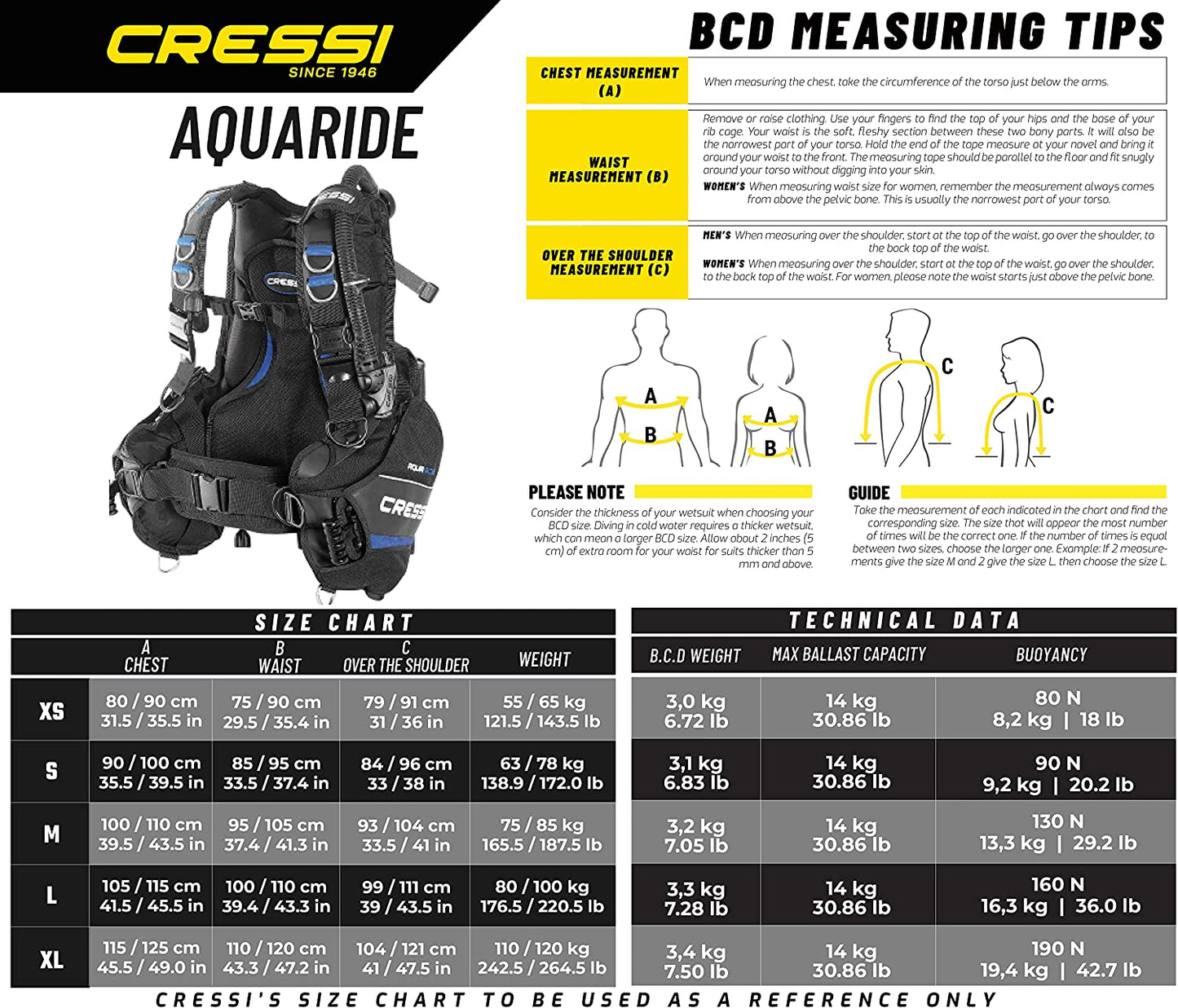 Cressi Aquaride BCD Blue - waterworldsports.co.uk