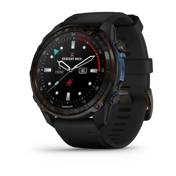 Garmin Descent™ Mk3i – 51 mm Carbon Grey DLC Titanium with Black Silicone Band - waterworldsports.co.uk