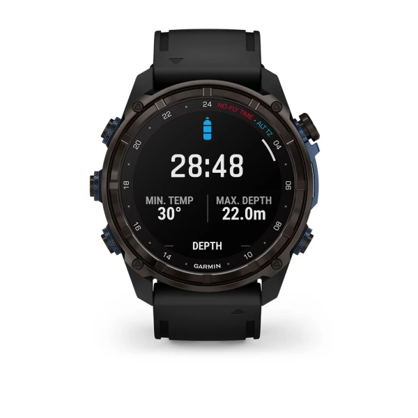Garmin Descent™ Mk3i – 51 mm Carbon Grey DLC Titanium with Black Silicone Band - waterworldsports.co.uk