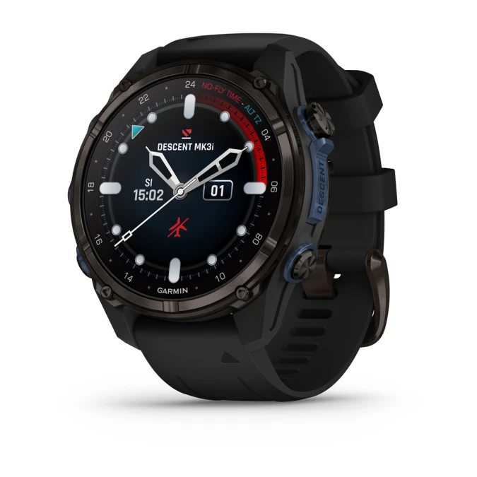 Garmin Descent™ Mk3i – 43 mm Carbon Grey DLC Titanium with Black Silicone Band - waterworldsports.co.uk