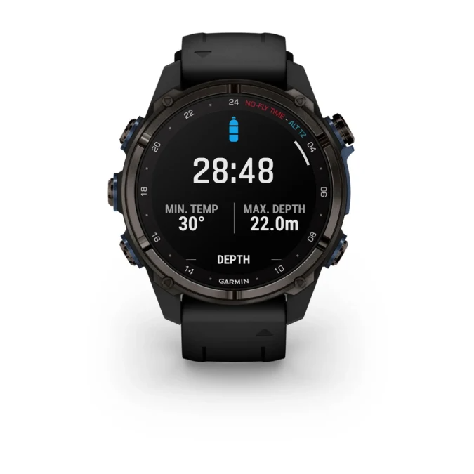 Garmin Descent™ Mk3i – 43 mm Carbon Grey DLC Titanium with Black Silicone Band - waterworldsports.co.uk