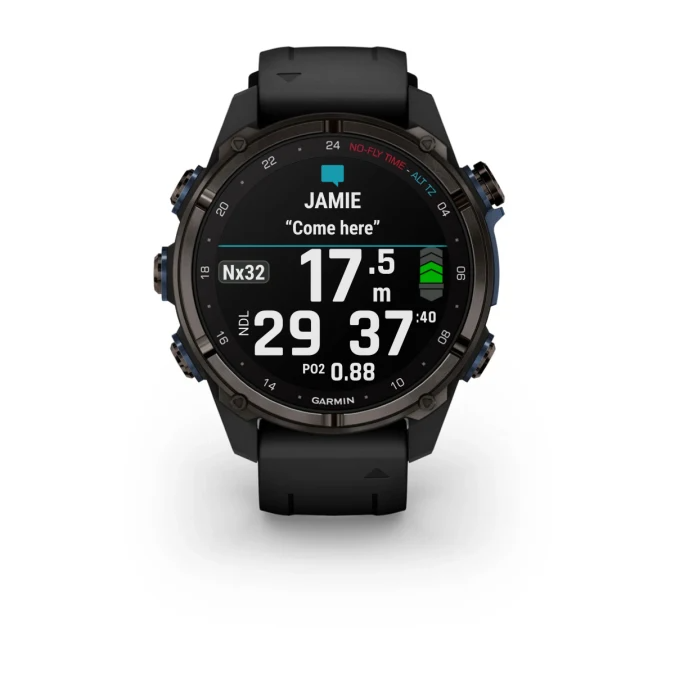 Garmin Descent™ Mk3i – 43 mm Carbon Grey DLC Titanium with Black Silicone Band - waterworldsports.co.uk