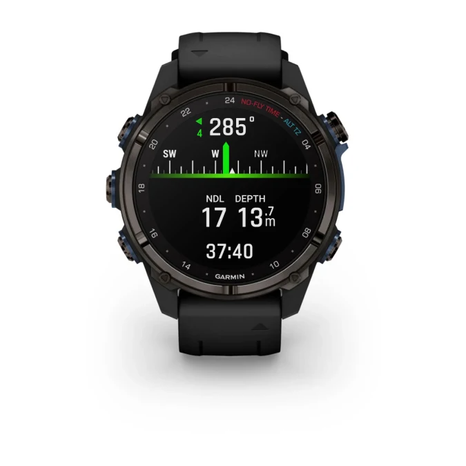 Garmin Descent™ Mk3i – 43 mm Carbon Grey DLC Titanium with Black Silicone Band - waterworldsports.co.uk