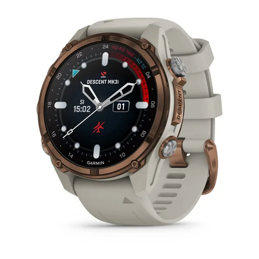 Garmin Descent™ Mk3i – 43 mm Bronze PVD Titanium with French Grey Silicone Band - waterworldsports.co.uk