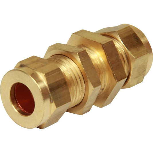 AG Brass Compression Bulkhead Coupling (1/2" OD / 1/2" Bulkhead) 1-17550