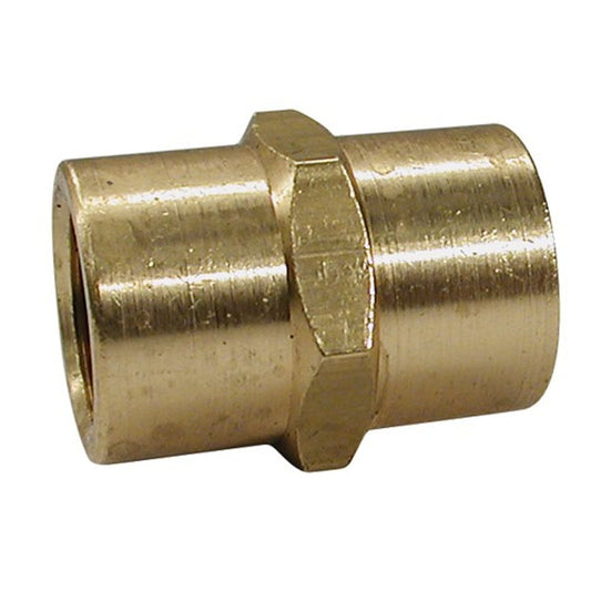 Brass Equal Socket (Female Ports / 1/4" BSP) 1-25402