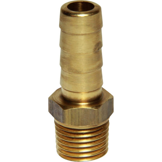 AG Brass Straight Hose Tail (1/4" BSPT Male to 10mm Hose) 1-75993