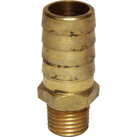 AG Brass Straight Hose Tail (1/4" BSPT Male to 16mm Hose) 1-75995
