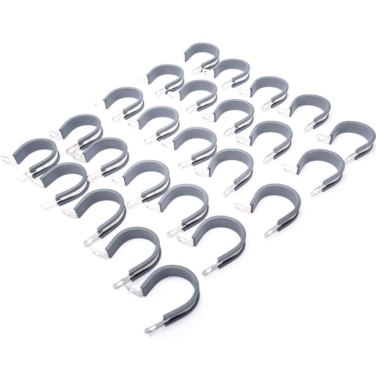 JCS M6 Rubber Lined P Clips 40mm Stainless Steel 304 (Pack of 25) 1-88440