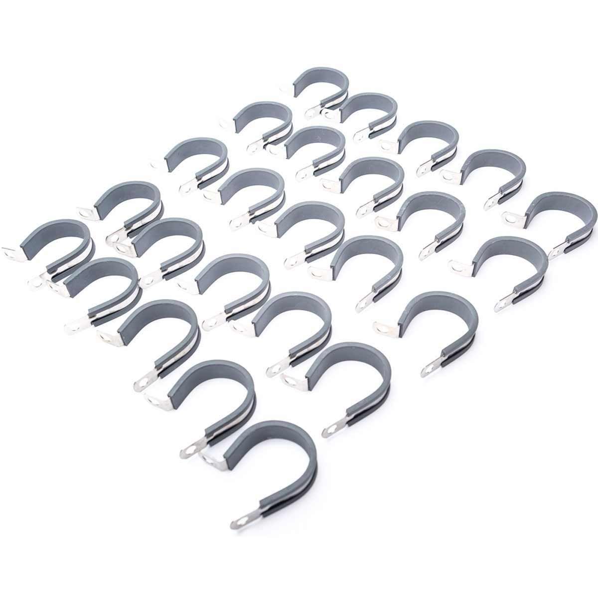 JCS M6 Rubber Lined P Clips 56mm Stainless Steel 304 (Pack of 25) 1-88456